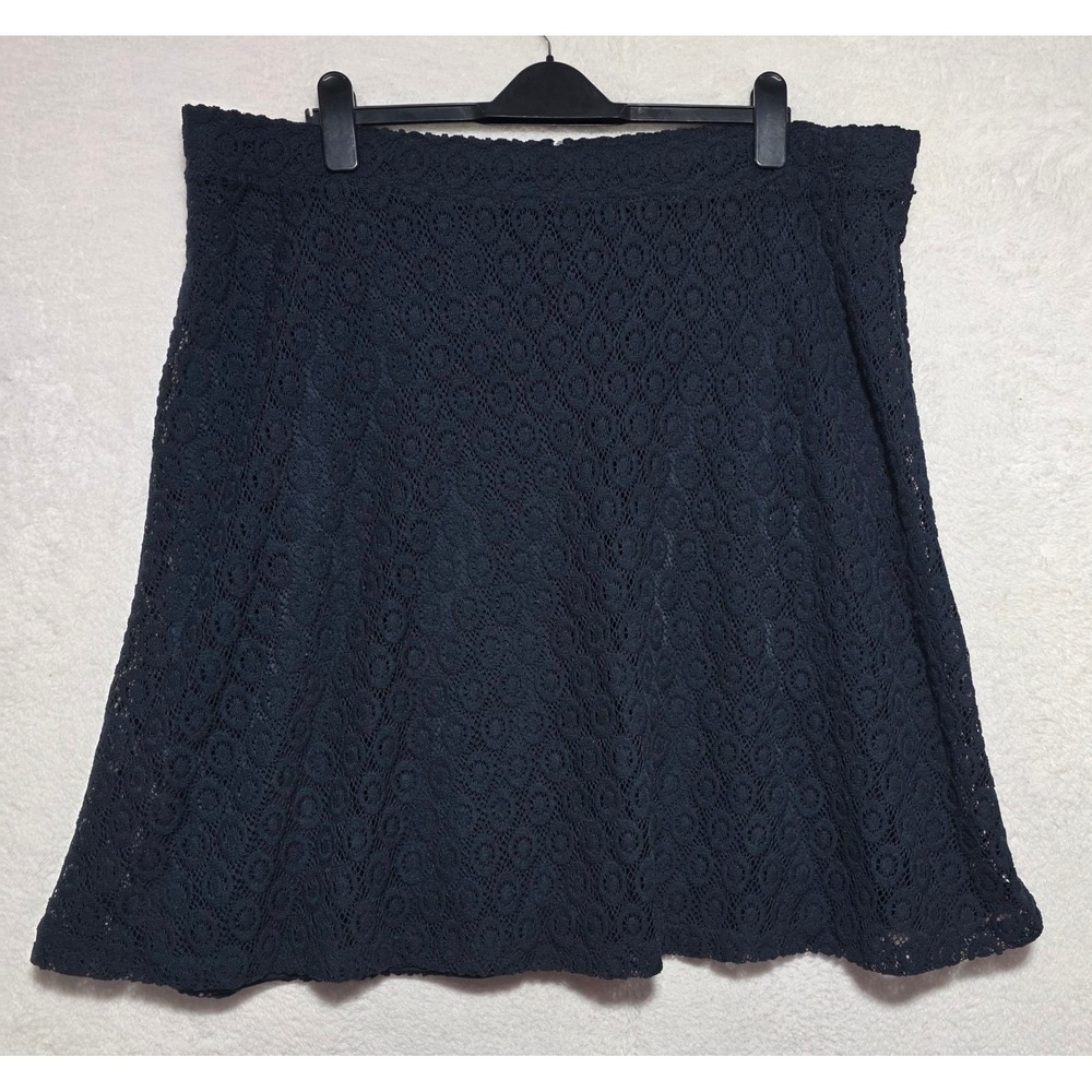 Alfani Women's Navy Blue Floral Lace A-Line Mini Skirt Plus Size 18W Back Zip